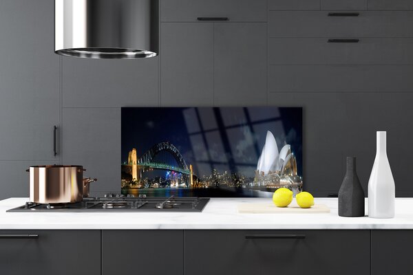 Panou sticla bucatarie Sydney Bridge City Arhitectură Alb Albastru Negru
