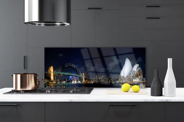 Panou sticla bucatarie Sydney Bridge City Arhitectură Alb Albastru Negru