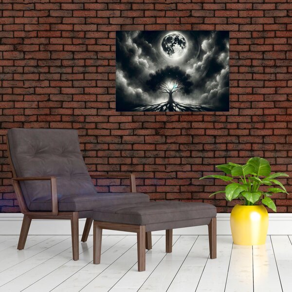 Tablou – Arbore alb-negru în lună plină (70x50 cm)