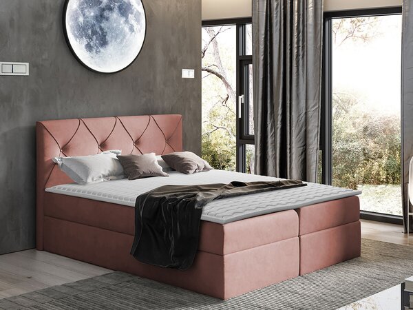 Pat boxspring LitusBoxspring, Single, Roze, 120x200, Tapiterie, Somiera patSomiera pat, 13x21x10cm