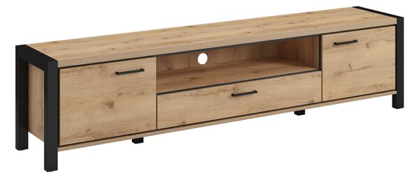 Comodă TV Temire 105Negru mat, Stejar deschis, 21x5x4cm