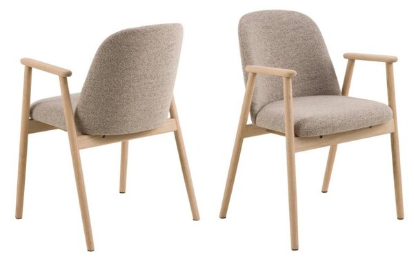Scaun de dining Leo bouclé, stejar natural