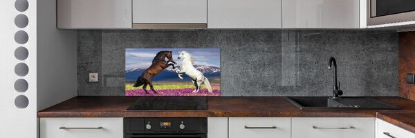 Panou sticlă decorativa bucătărie cai de luptă în avans