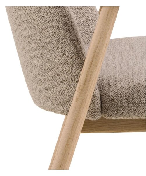 Scaun de dining Leo bouclé, stejar natural