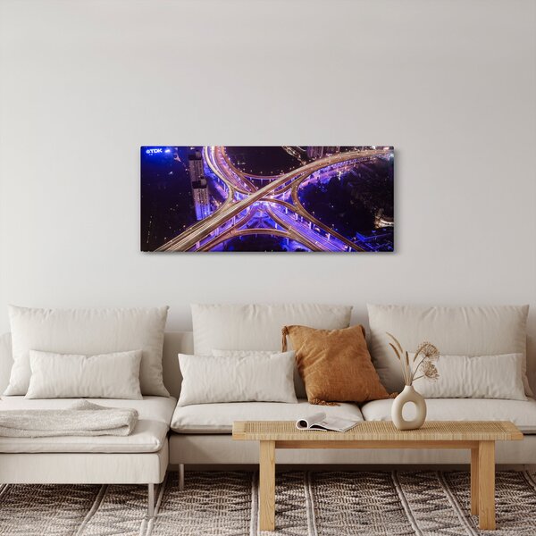 Tablou cu o interesecție mare noapte (120x50 cm)