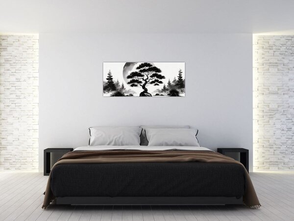 Tablou – Bonsai alb-negru (120x50 cm)