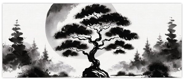 Tablou – Bonsai alb-negru (120x50 cm)