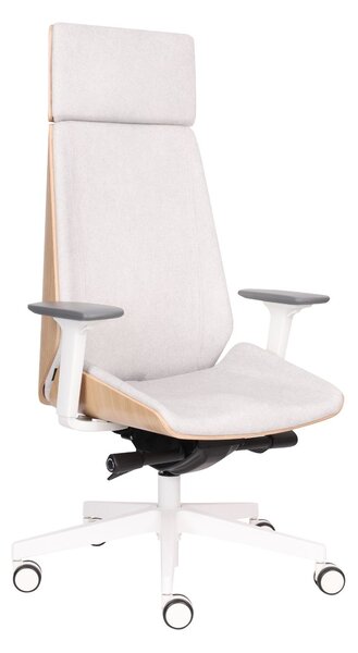 Scaun de birou Moon Wood HD White - Furnir de stejar