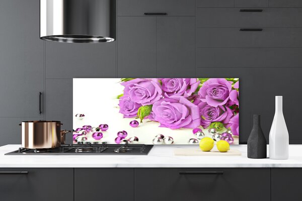 Panou sticla bucatarie Trandafiri roz Floral
