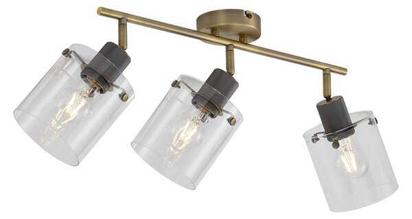 Spot de tavan de design bronz cu sticlă transparentă cu 3 lumini - Domo