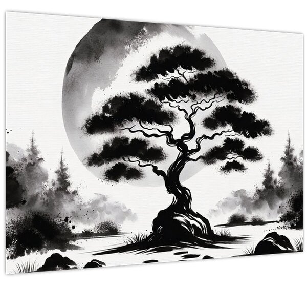 Tablou – Bonsai alb-negru (70x50 cm)