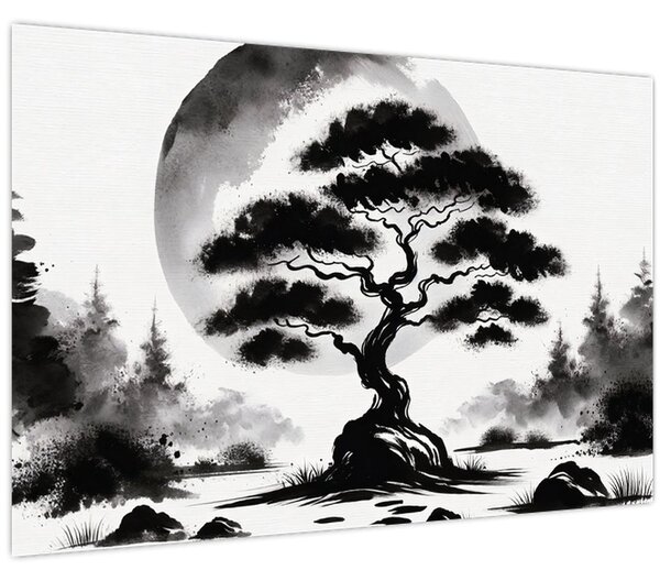 Tablou – Bonsai alb-negru (90x60 cm)