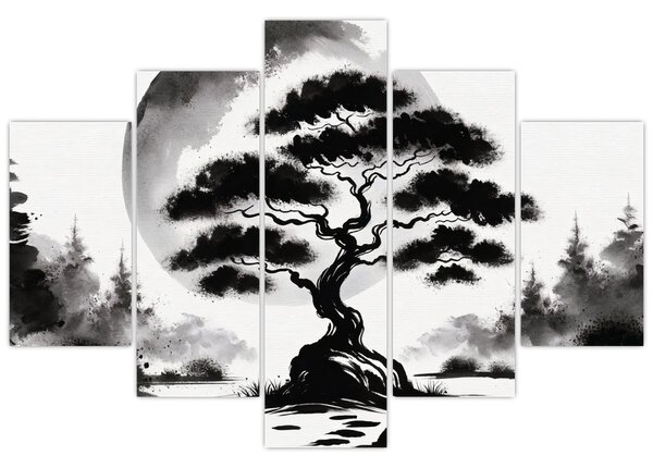 Tablou – Bonsai alb-negru (150x105 cm)
