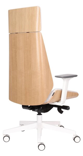 Scaun de birou Moon Wood HD White - Furnir de stejar