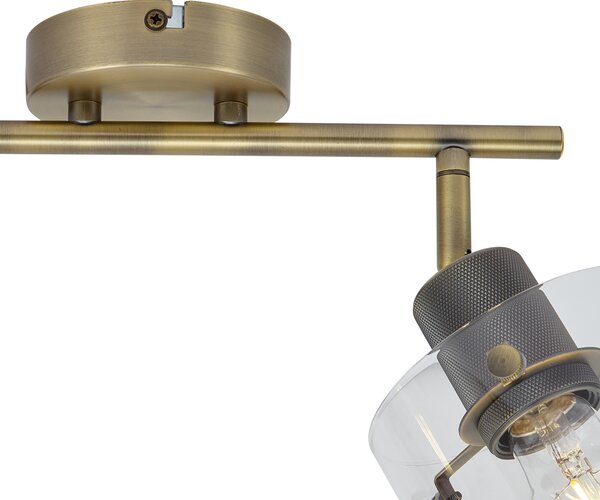 Spot de tavan de design bronz cu sticlă transparentă 2 lumini - Domo