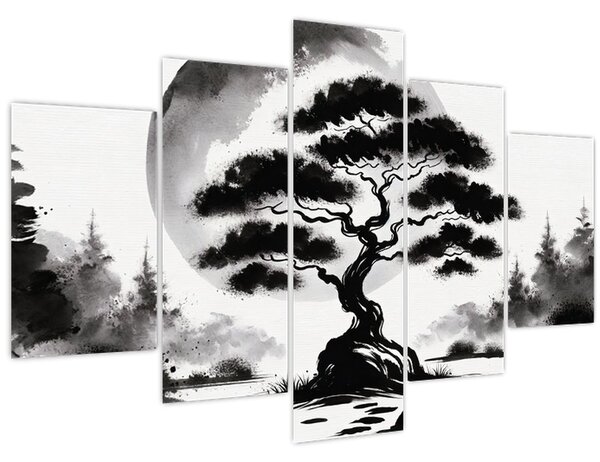 Tablou – Bonsai alb-negru (150x105 cm)