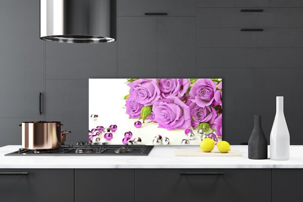 Panou sticla bucatarie Trandafiri roz Floral