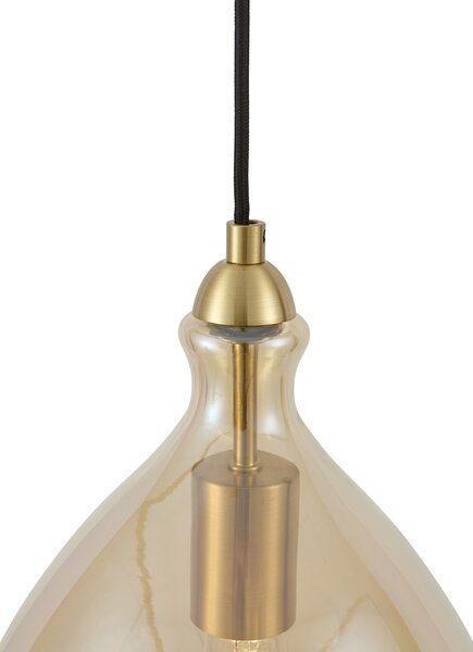 Lampă suspendată modernă aurie cu sticlă ambră cu 3 lumini - Traditional