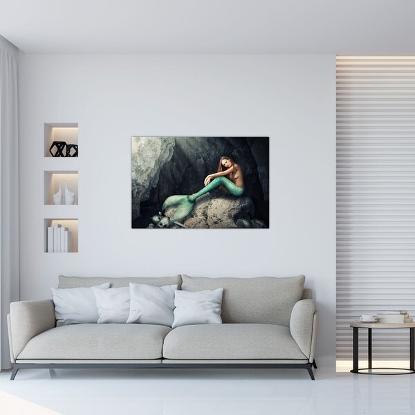 Tablou - Sirena pe stâncă (90x60 cm)