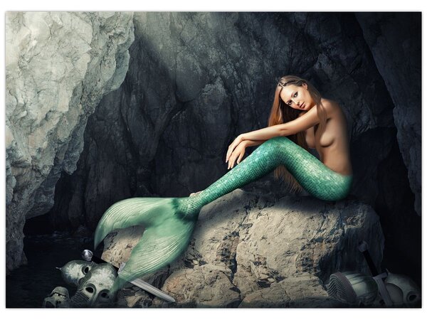 Tablou - Sirena pe stâncă (70x50 cm)