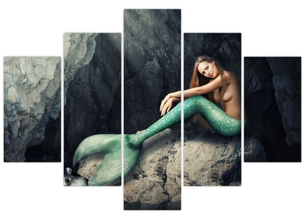 Tablou - Sirena pe stâncă (150x105 cm)