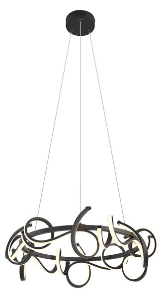 Lampă suspendată de design neagră rotundă cu dimmer în 3 trepte - Krisscross