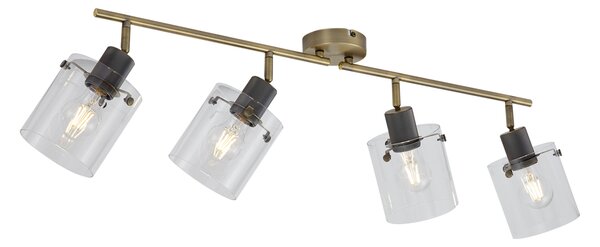 Spot de tavan de design bronz cu sticlă transparentă 4 lumini - Domo