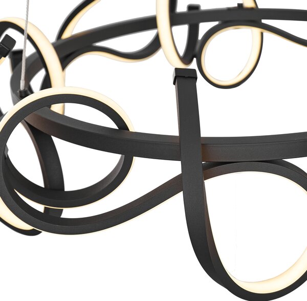 Lampă suspendată de design neagră rotundă cu dimmer în 3 trepte - Krisscross