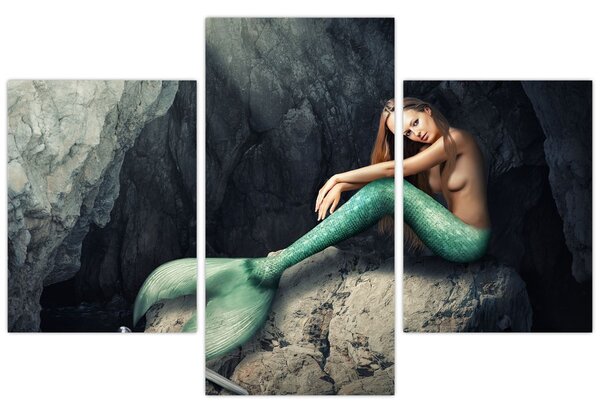 Tablou - Sirena pe stâncă (90x60 cm)