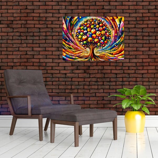 Tablou – Arbore colorat cu mere (70x50 cm)