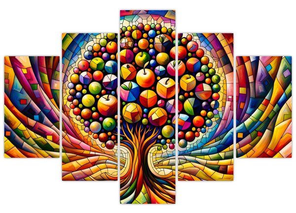 Tablou – Arbore colorat cu mere (150x105 cm)