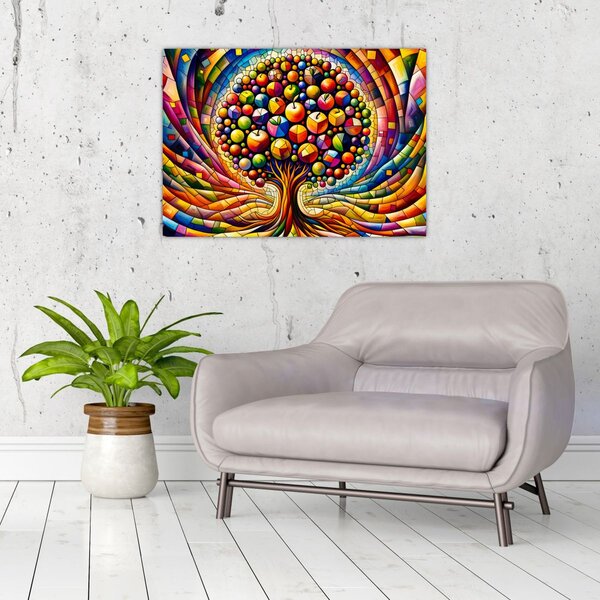 Tablou – Arbore colorat cu mere (70x50 cm)