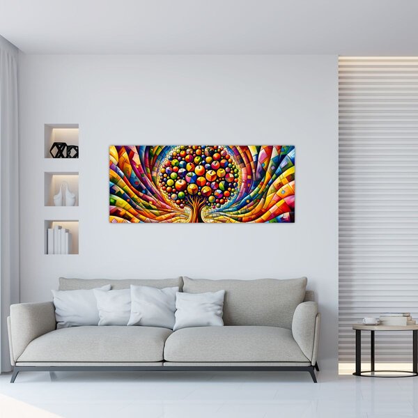 Tablou – Arbore colorat cu mere (120x50 cm)