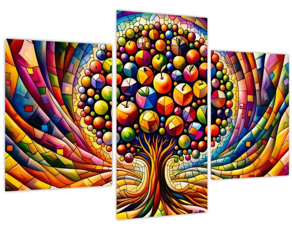 Tablou – Arbore colorat cu mere (90x60 cm)