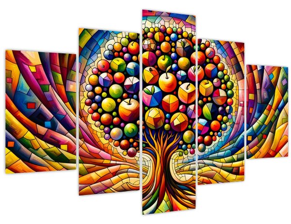Tablou – Arbore colorat cu mere (150x105 cm)