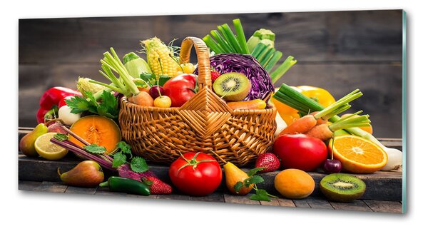 Sticlă bucătărie Un coș de legume fructe