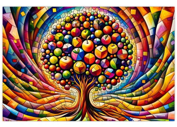 Tablou – Arbore colorat cu mere (90x60 cm)