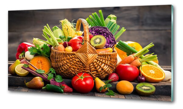 Sticlă bucătărie Un coș de legume fructe