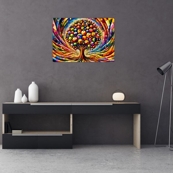 Tablou – Arbore colorat cu mere (70x50 cm)