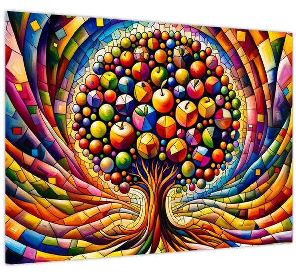 Tablou – Arbore colorat cu mere (70x50 cm)