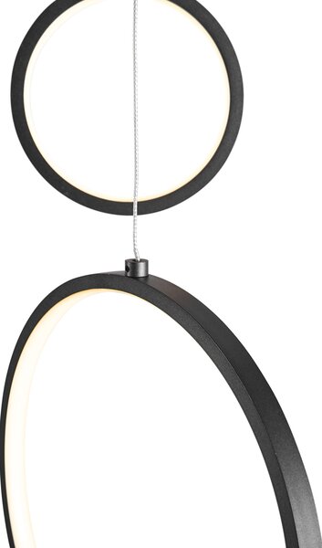 Lampă suspendată de design neagră cu 9 lumini, incluzând LED cu dimmer în 3 trepte - Vide Anella