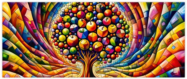 Tablou – Arbore colorat cu mere (120x50 cm)