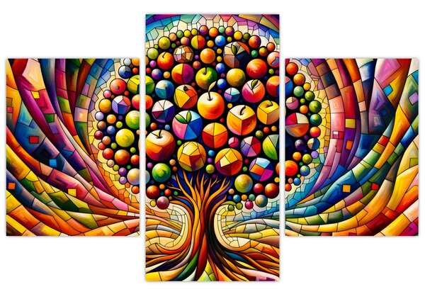Tablou – Arbore colorat cu mere (90x60 cm)