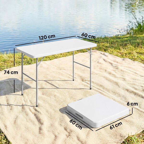 Outsunny Masă de Camping și Picnic Pliabilă, 120x60 cm, Alb | Aosom Romania