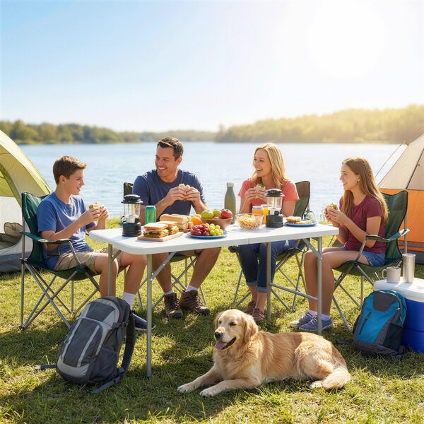 Outsunny Masă de Camping și Picnic Pliabilă, 120x60 cm, Alb | Aosom Romania