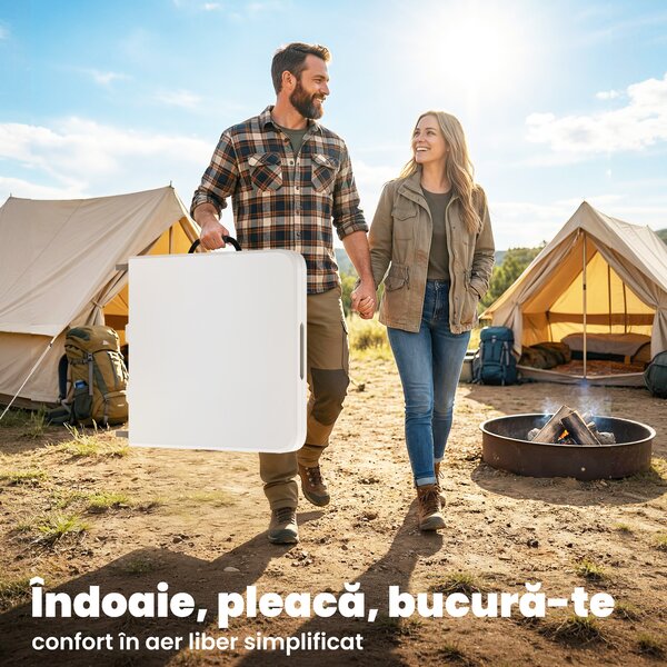 Outsunny Masă de Camping și Picnic Pliabilă, 120x60 cm, Alb | Aosom Romania