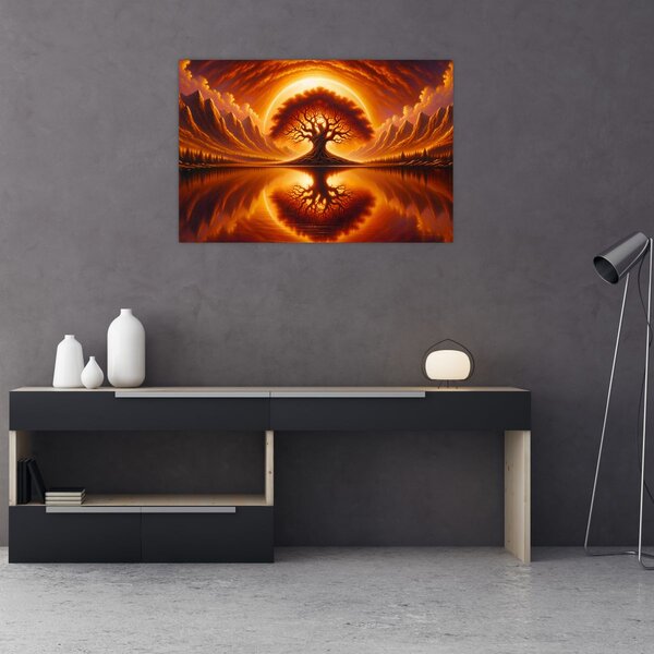 Tablou – Arbore în soare sângeriu (90x60 cm)