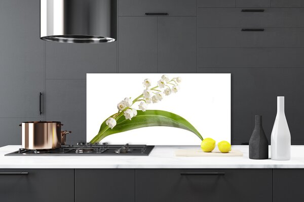 Panou sticla bucatarie Flori Floral Alb Verde