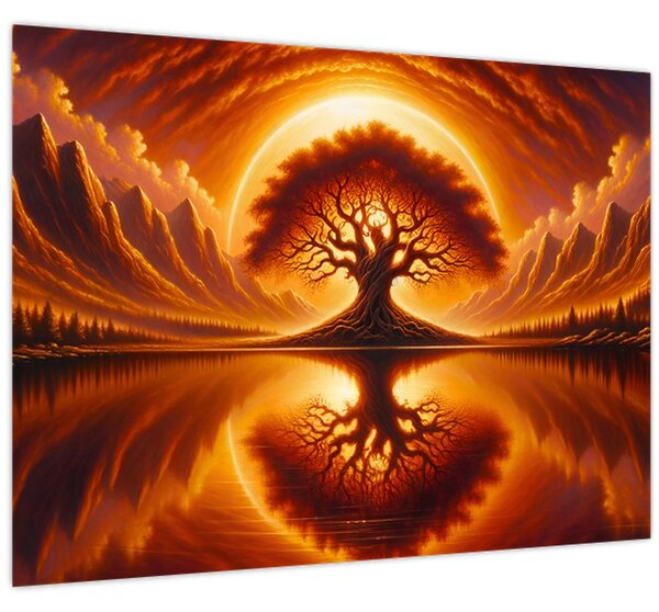 Tablou – Arbore în soare sângeriu (70x50 cm)