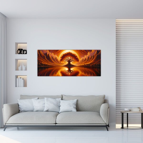 Tablou – Arbore în soare sângeriu (120x50 cm)